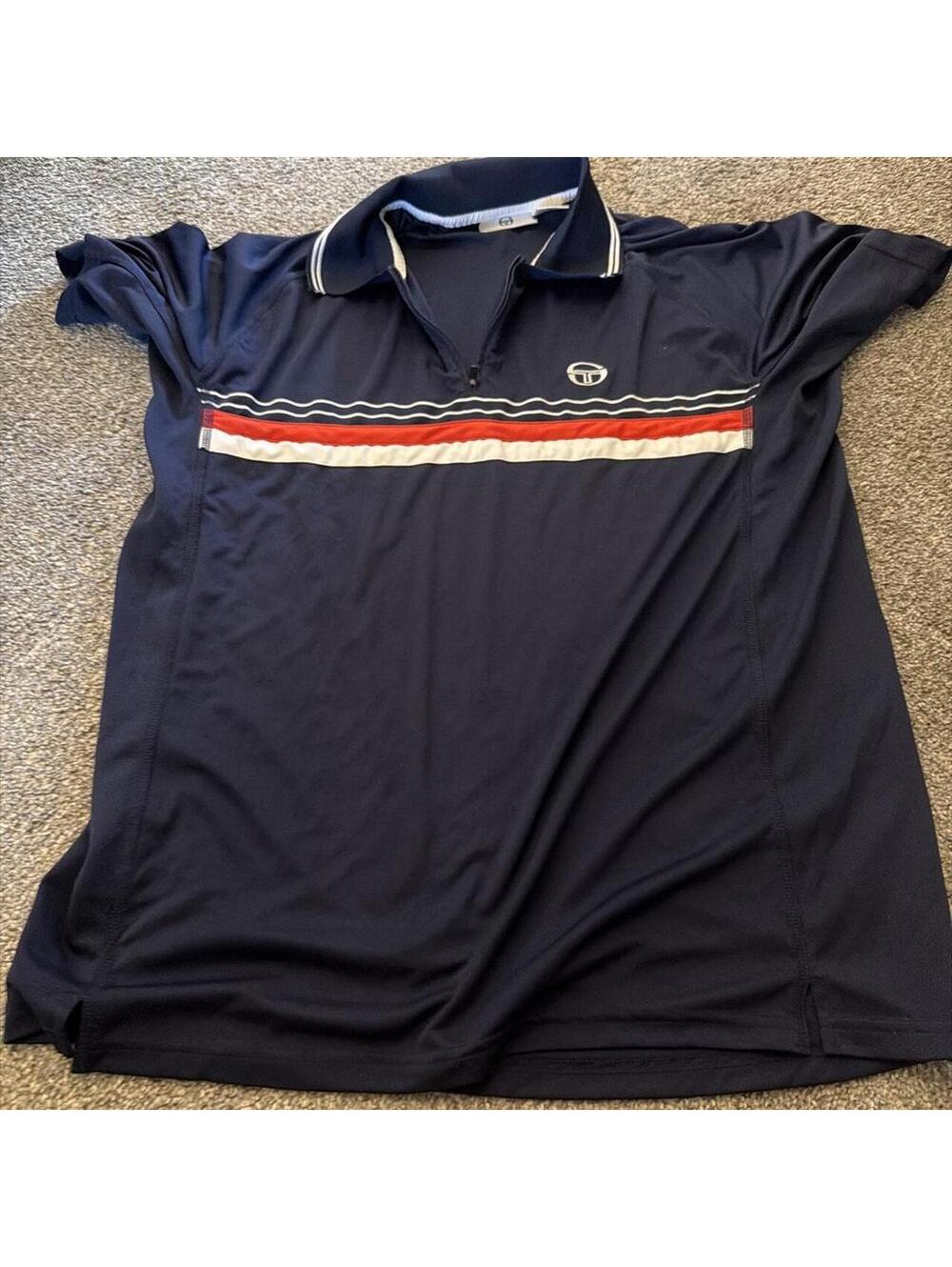 Sergio Tacchini Men's Navy and Blue Polo-shirt